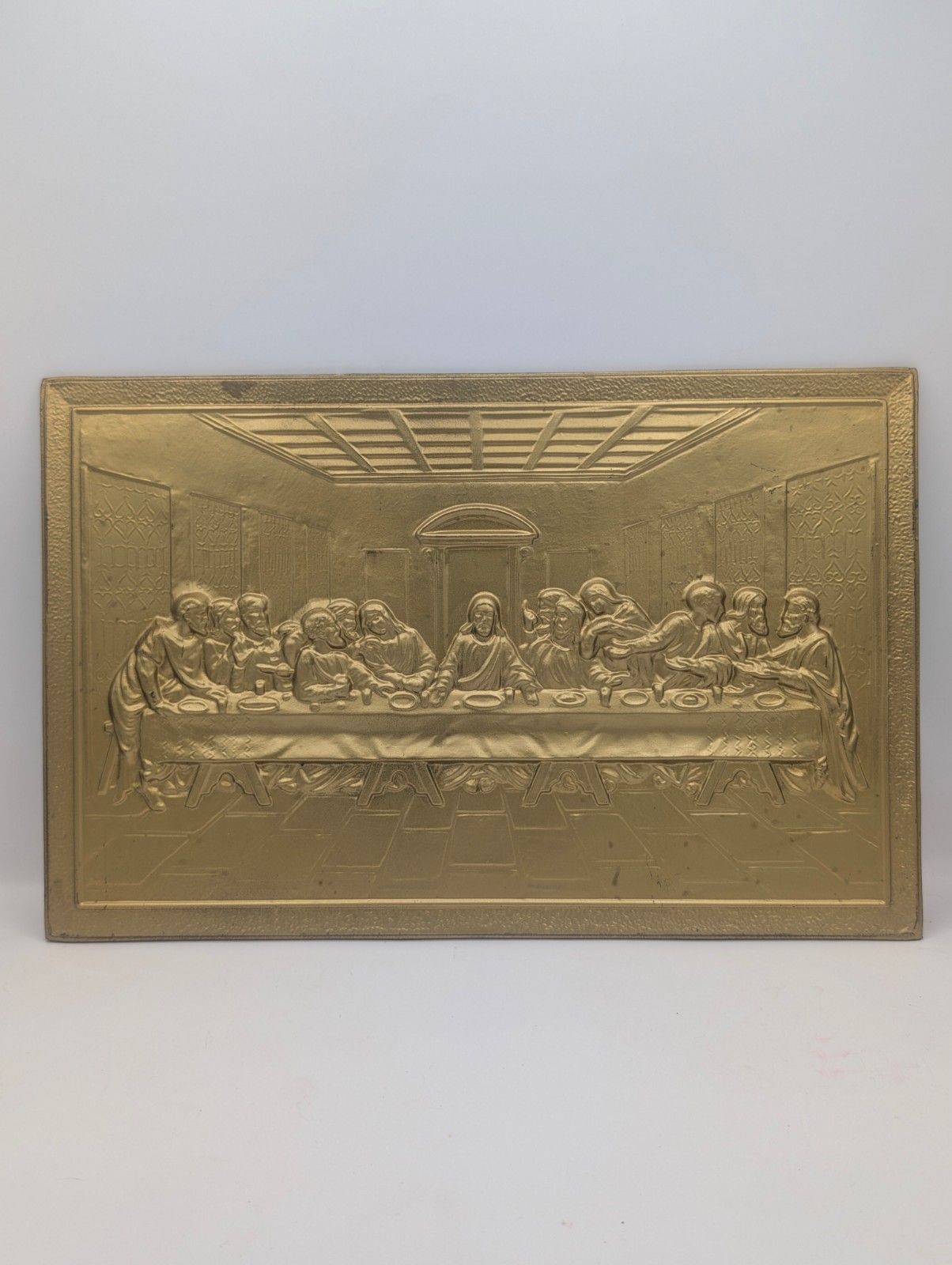 Vintage ELPEC Last Supper Embossed Brass Wall Plaque Made in England