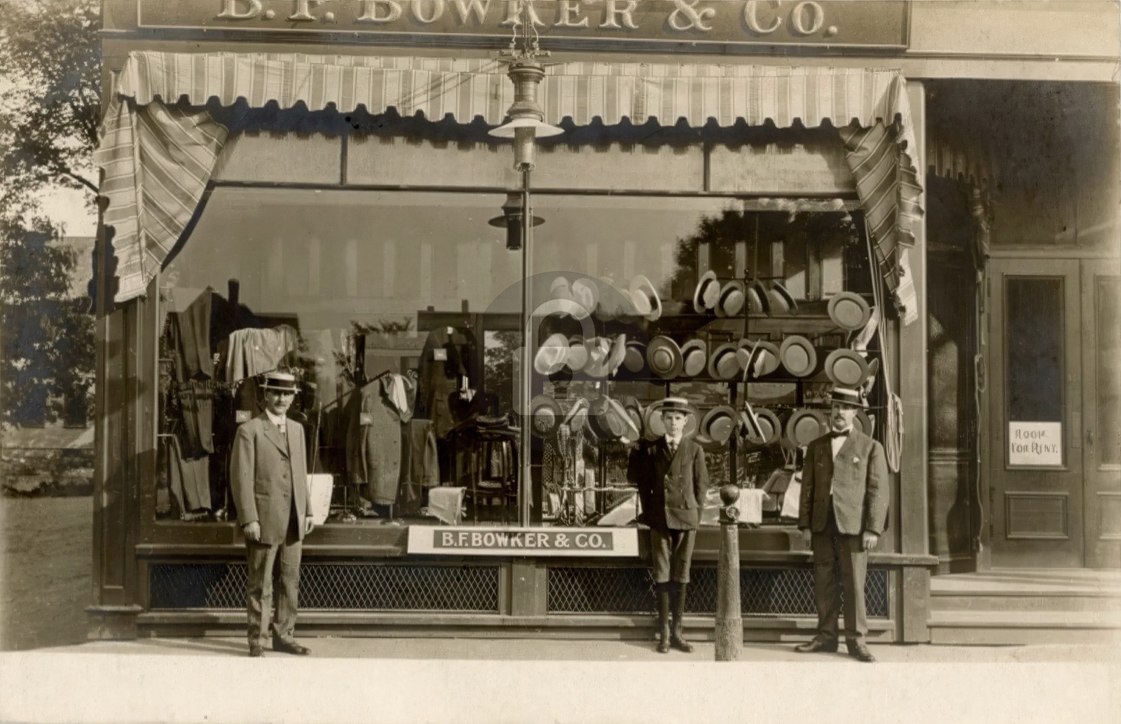 Hat Store c1910 Benjamin F. Bowker & Co. Clothier Whitman MA RPPC Postcard COPY