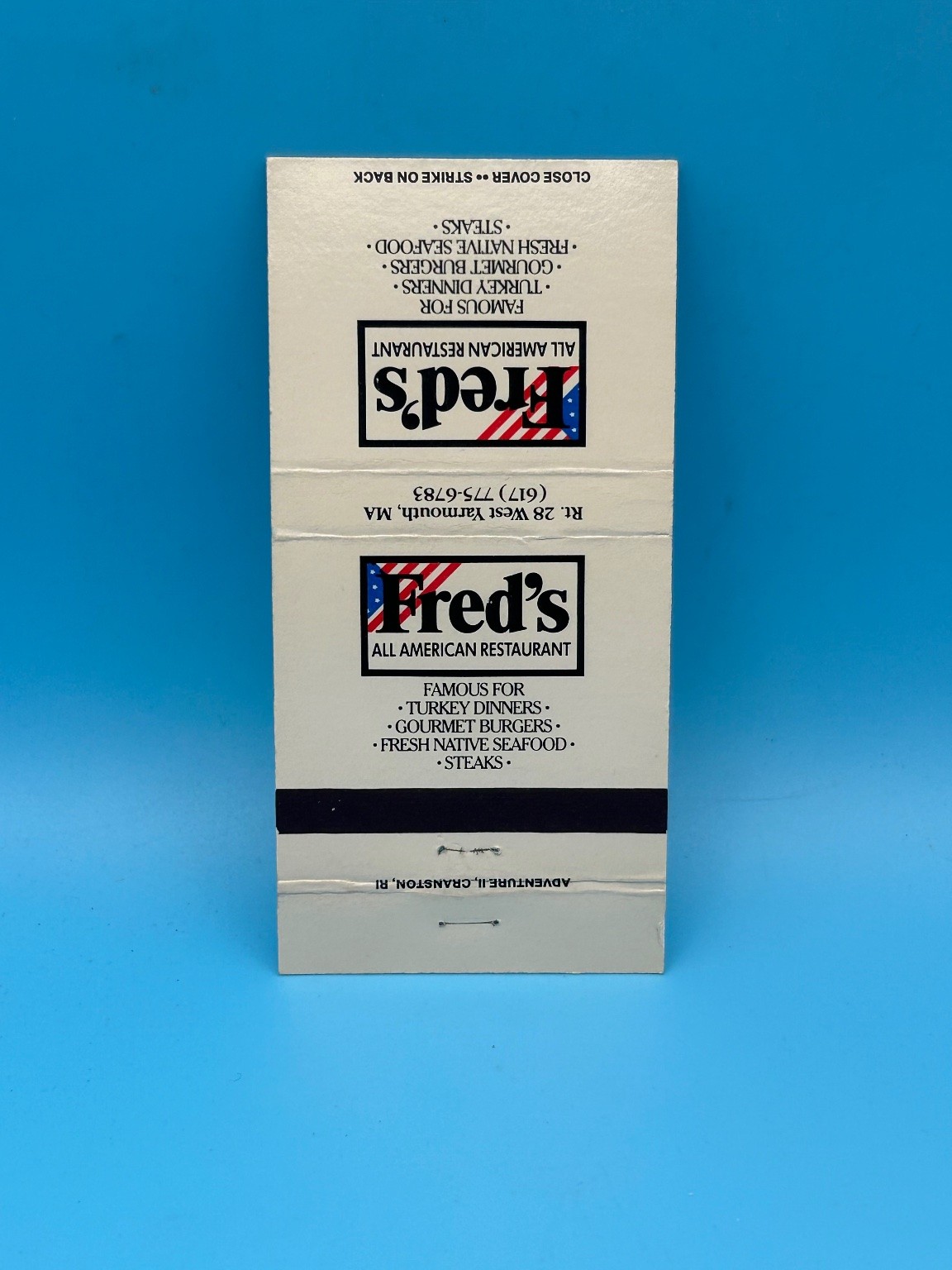 Vintage Fred\'s All American Restaurant Matchbook Cover Cape Cod MA Advertising