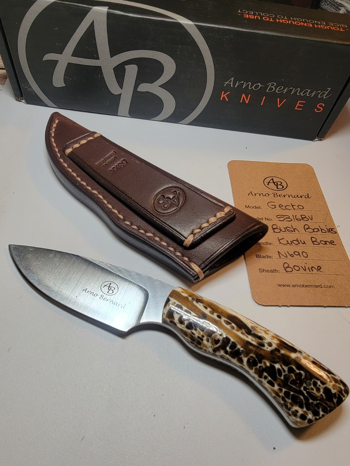 Rare Arno Bernard Kudu Bone Knife with Sheath Solingen Germany