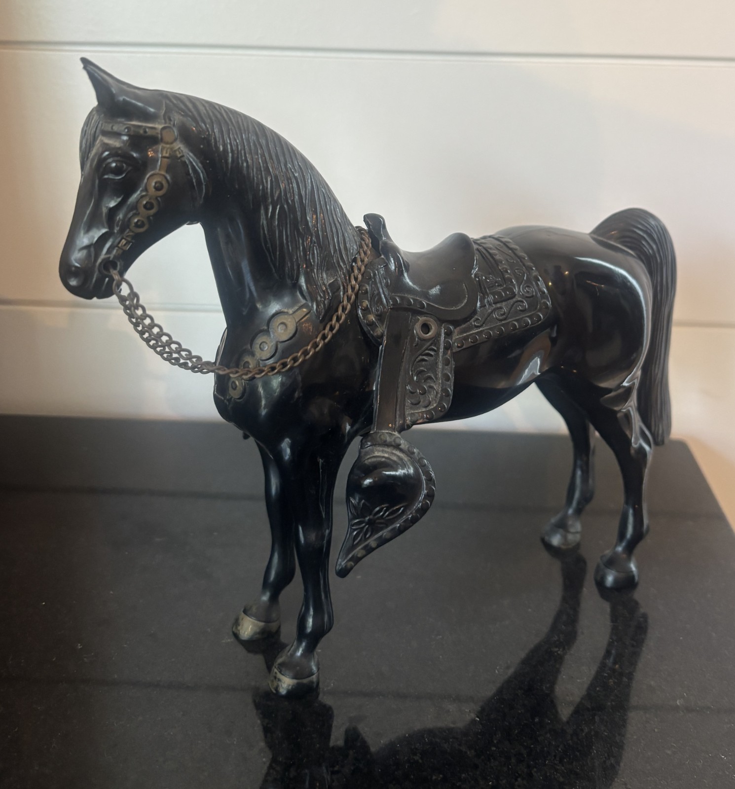 Vintage 1950s Breyer BLACK BEAUTY Western Mount Horse w/ Saddle Chain Reins #58 Vintage 1950s Breyer BLACK BEAUTY Western Mount Horse w/ Saddle Chain Reins #58