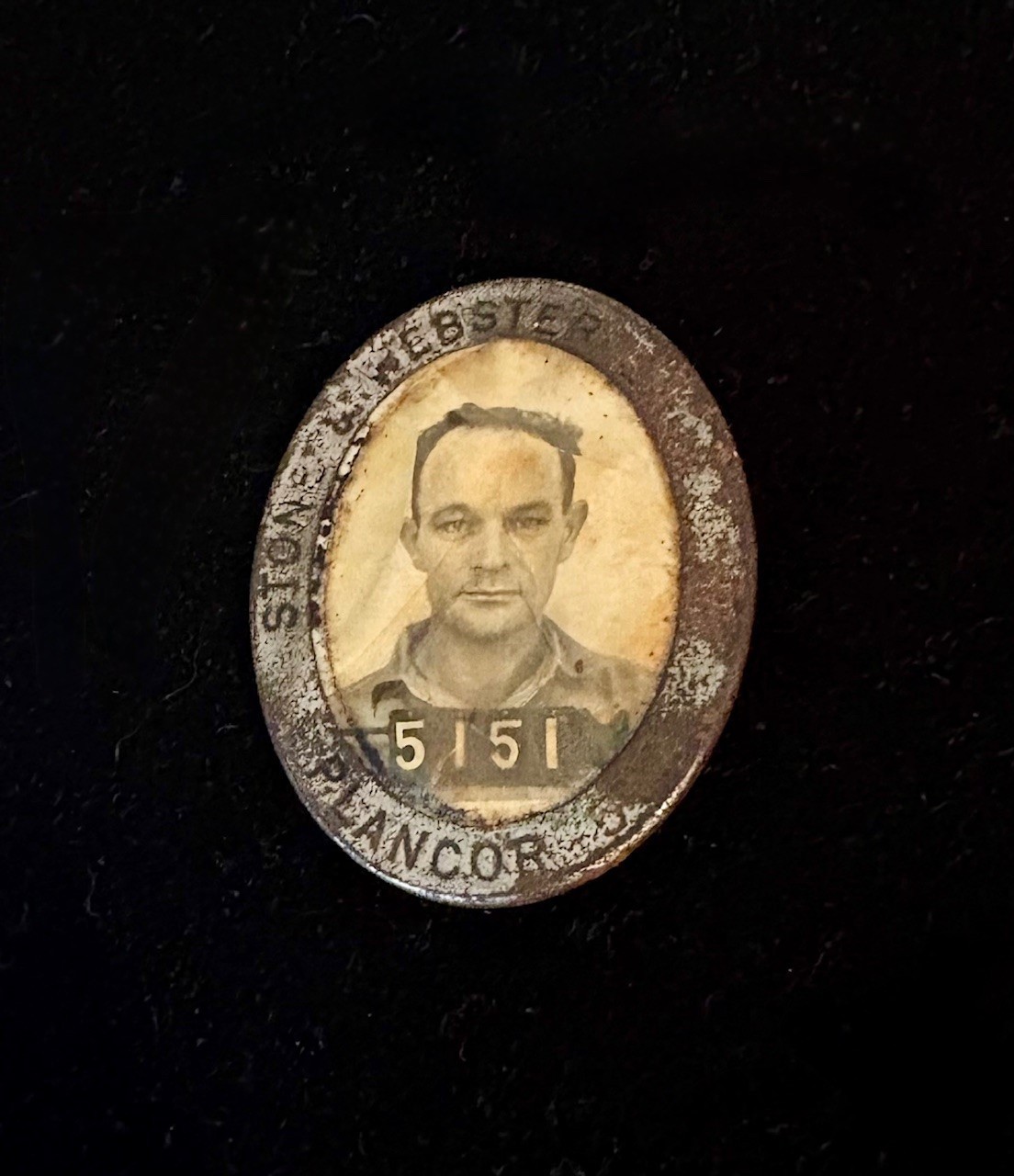 Vintage WWII 1940s STONE & WEBSTER PLANCOR Photo Employee ID Badge Pin