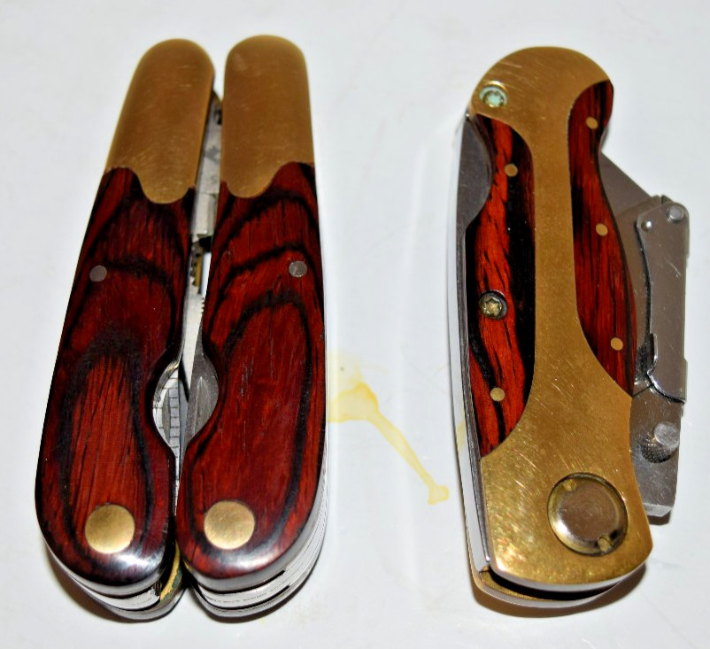Vintage Husky 25th Anniversary Limited Edition 3-piece Brass Wood Tool Set Mint