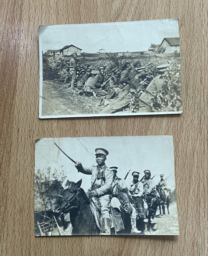 2 rare Photos 1900s , war, solier on horse, war in the field, China, Antique 2 rare Photos 1900s , war, solier on horse, war in the field, China, Antique