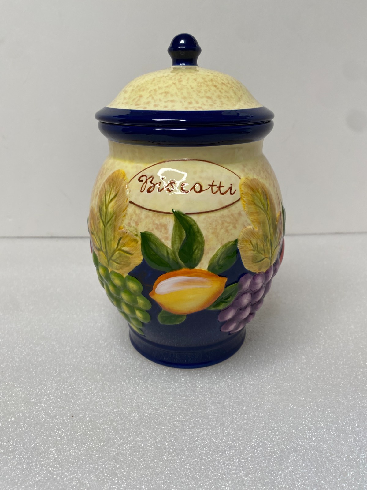 Vintage Nonnis Biscotti Cookie Jar with Lid, Handmade, Handpainted,Free Shipping Vintage Nonnis Biscotti Cookie Jar with Lid, Handmade, Handpainted,Free Shipping