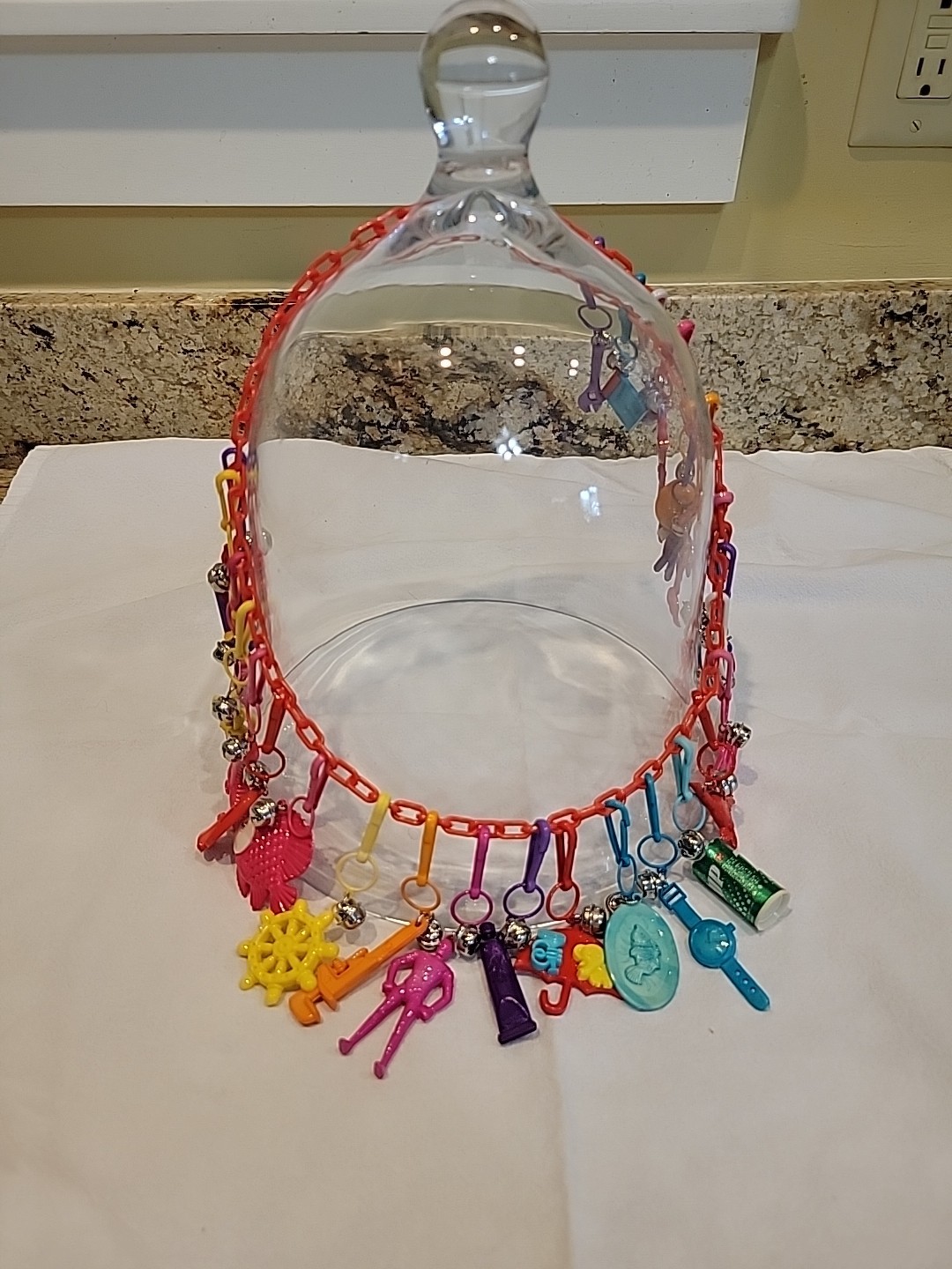 RETRO 1980\'s Plastic Bell Clip On Vintage 80\'s CHARM NECKLACE Loaded w/30 charms RETRO 1980\'s Plastic Bell Clip On Vintage 80\'s CHARM NECKLACE Loaded w/30 charms
