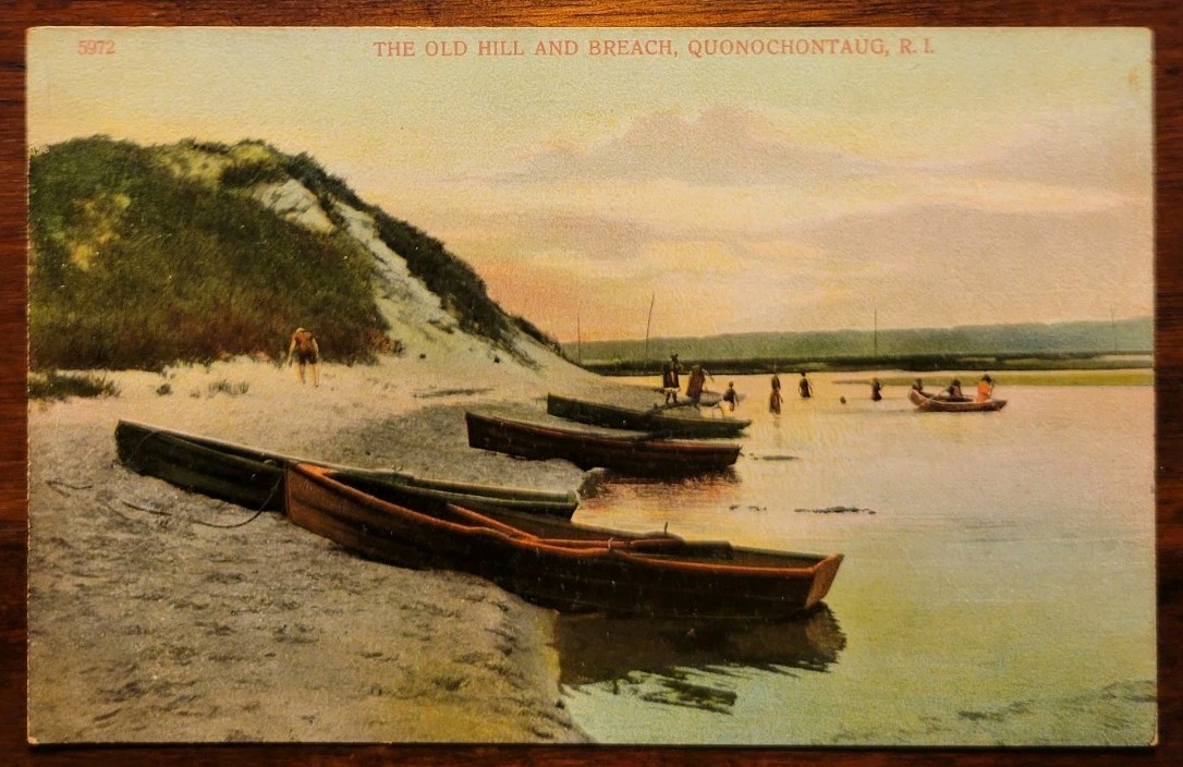 The Old Hill & Breach, Quonochontaug R.I. - c. 1901-1907 POSTCARD