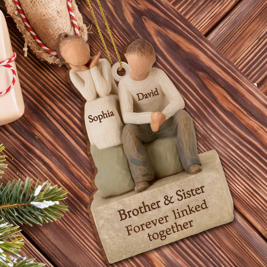 Personalized Brothers & Sisters Forever Linked Christmas Ornament Siblings Gift