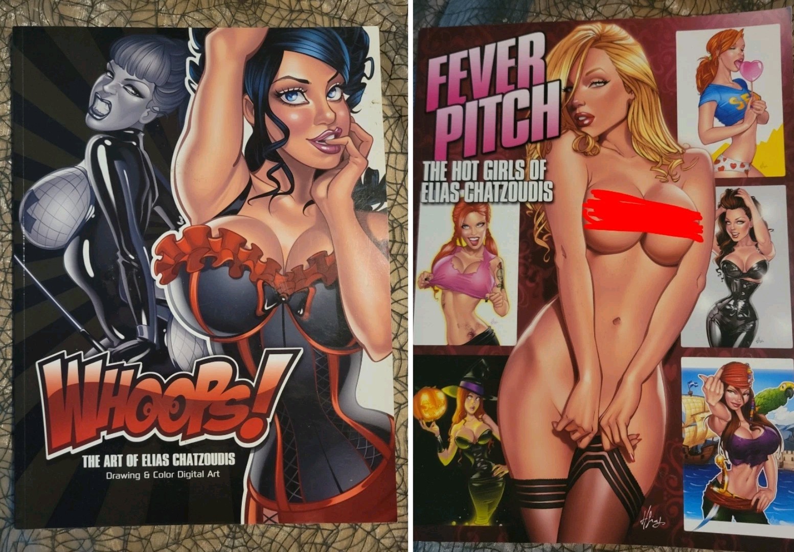ELIAS CHATZOUDIS Pin-up ART BOOK Lot WHOOPS 2010 + FEVER PITCH Hot Girls Of ELIAS CHATZOUDIS Pin-up ART BOOK Lot WHOOPS 2010 + FEVER PITCH Hot Girls Of