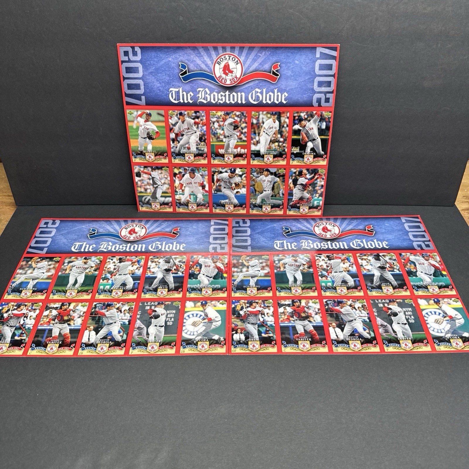 2007 Upper Deck Boston Globe 30 Boston Red Sox Uncut MLB Cards, DUPLICATES