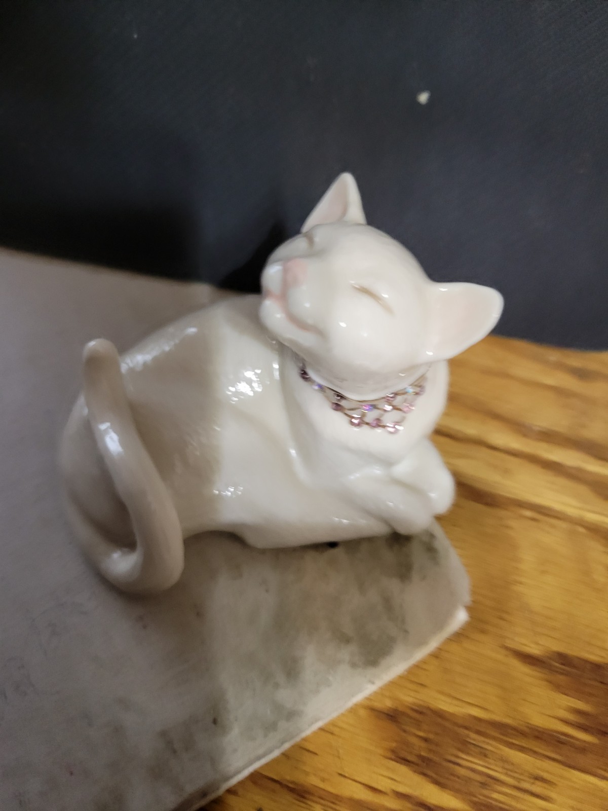 VTG Lenox China Sweet Devotion Cat Jeweled Collar Figurine 3