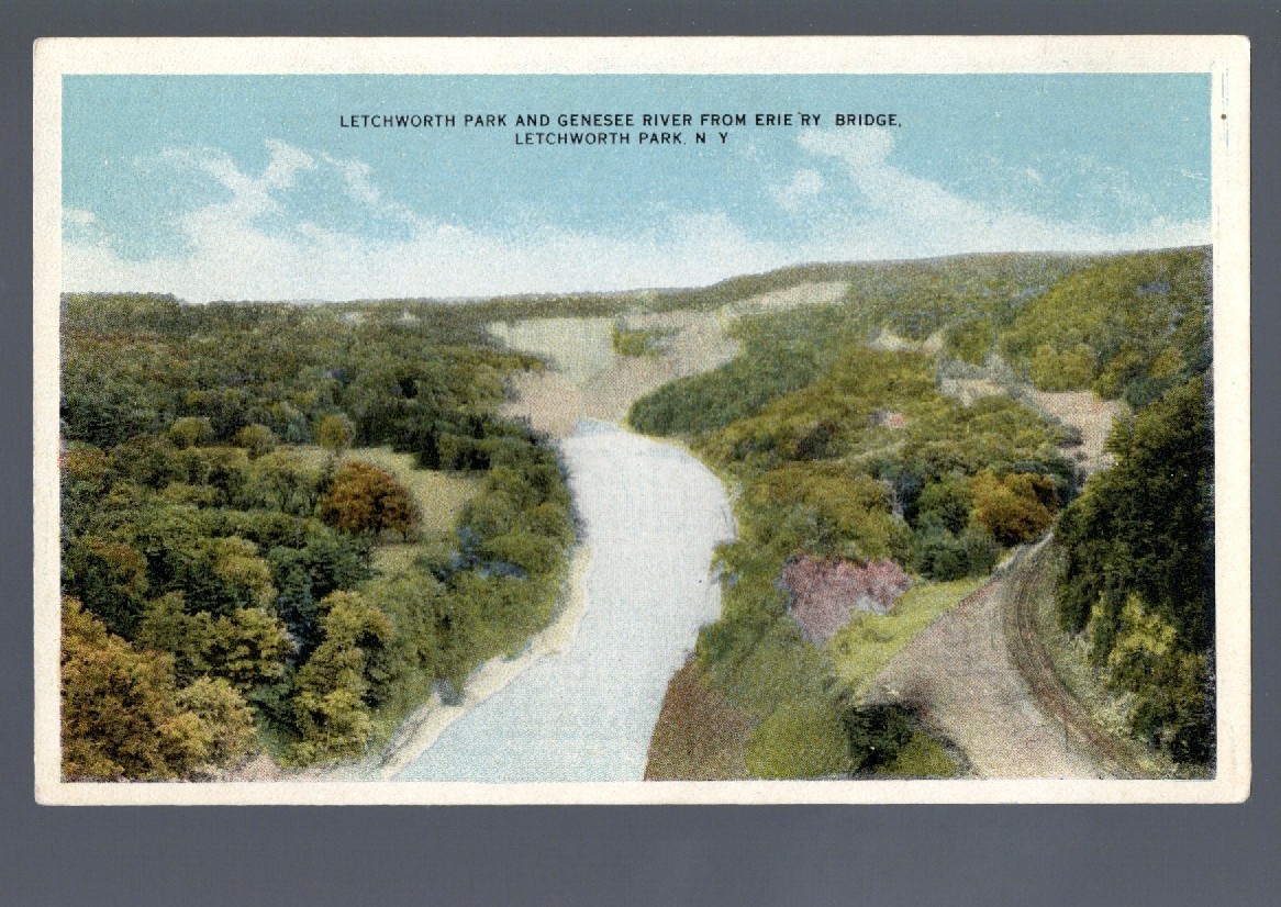 Early Letchworth Park Genesee River Erie Railway Bridge Postcard 47352