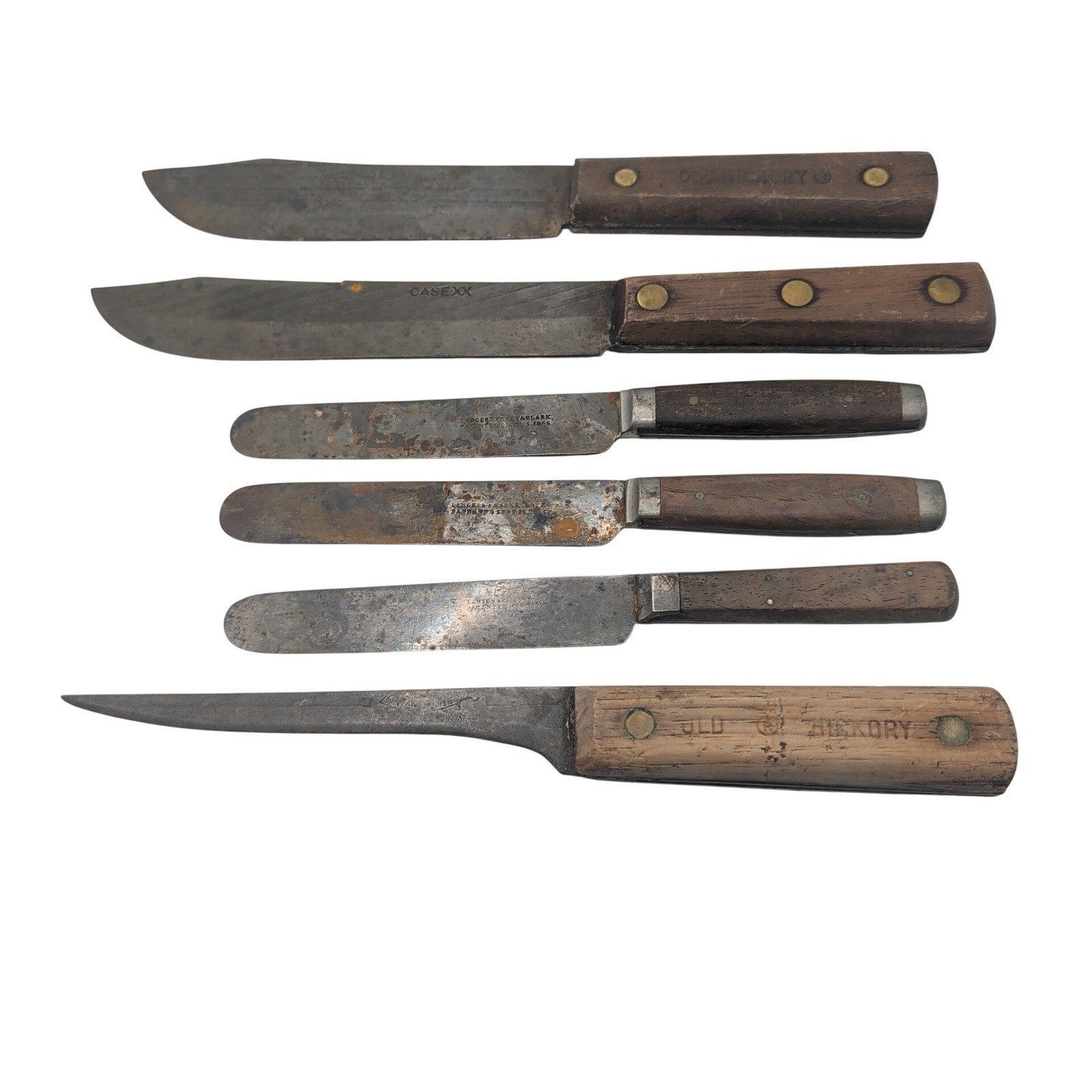 Case XX Old Hickory Knife Set 6pc Brown Vintage Carbon Steel Wood Handle Mixed
