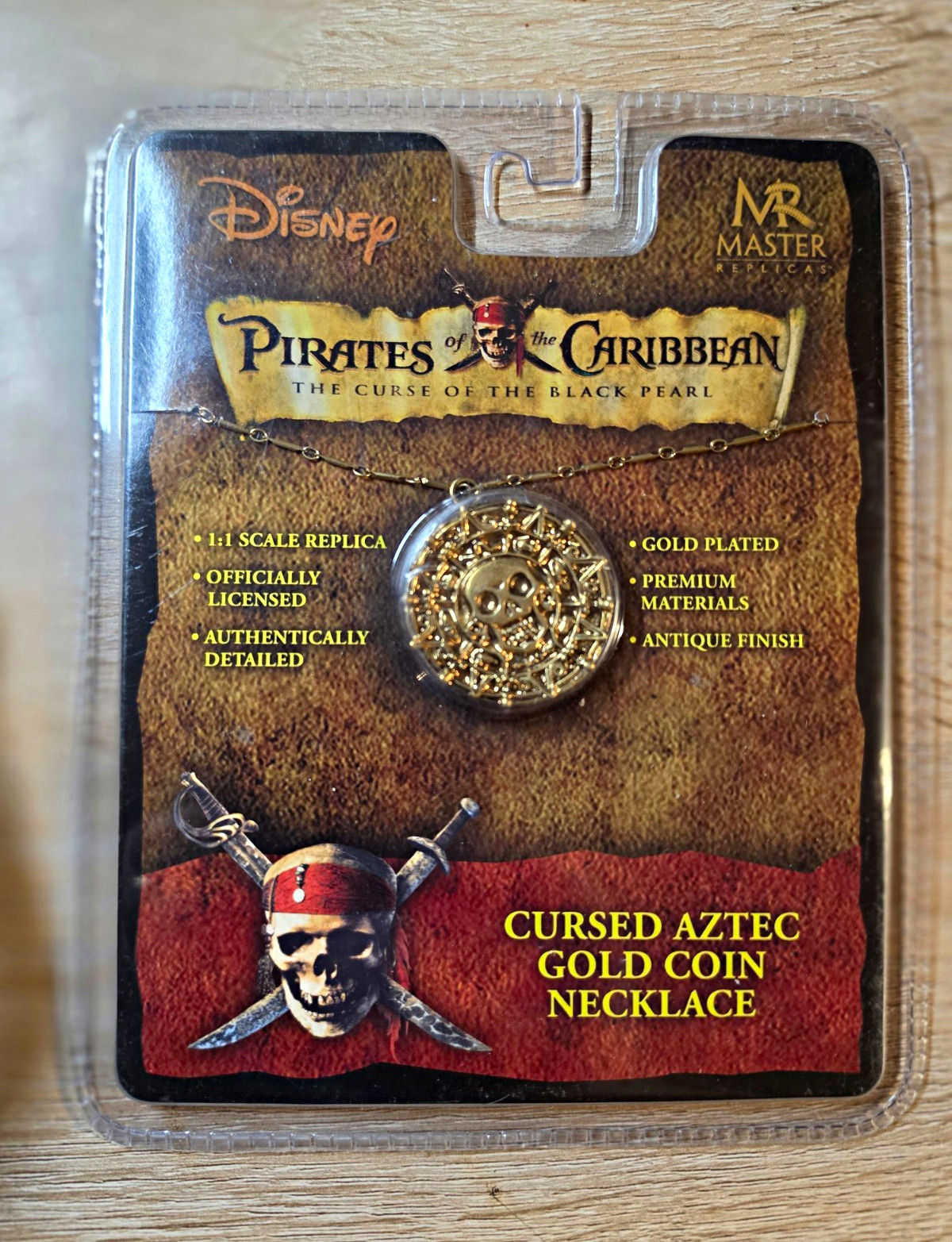 Master Replicas Disney Pirates of the Caribbean Gold Plated Coin Necklace 2005