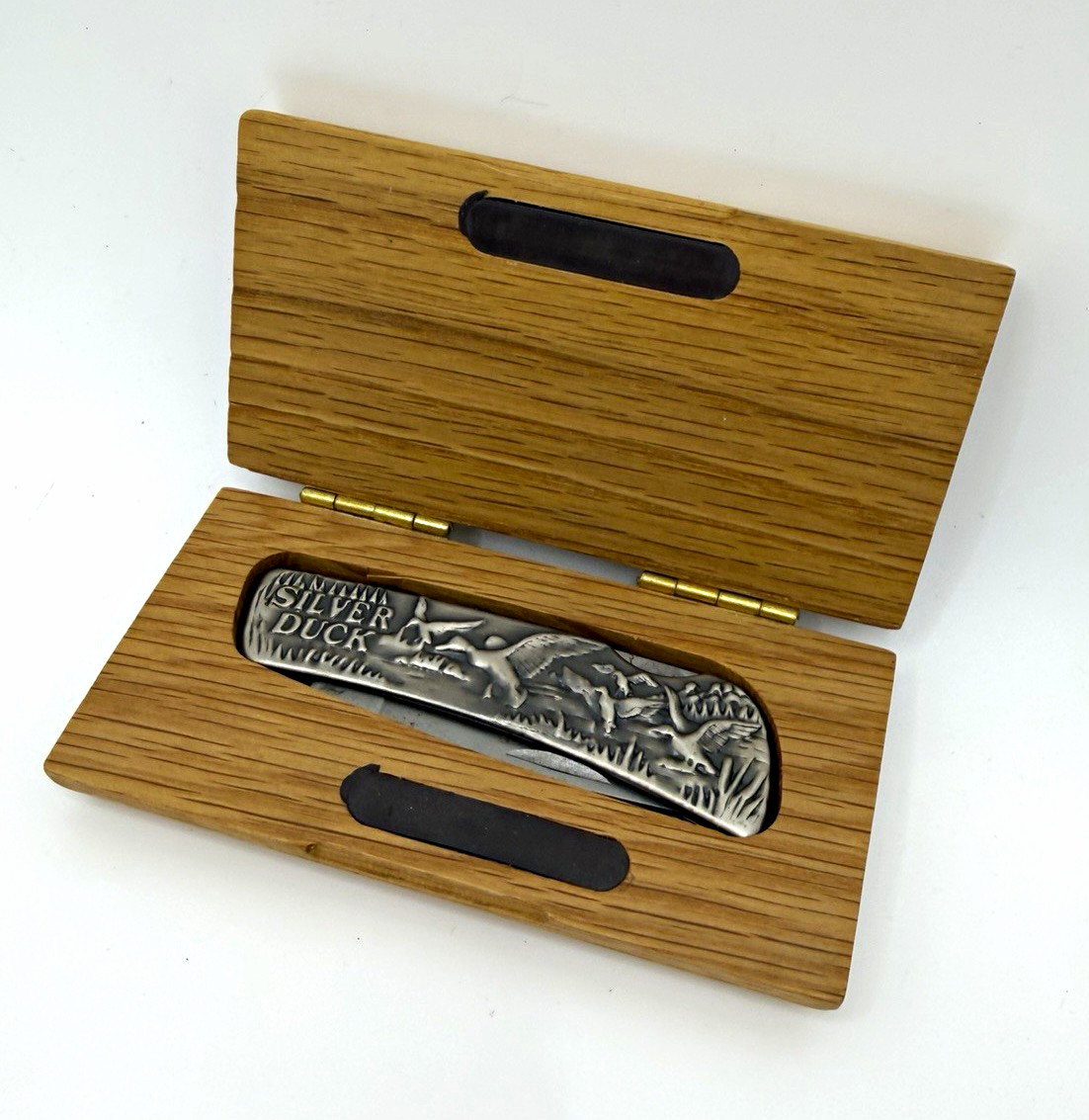 Mallard Silver Duck 1992 Pocketknife, Stainless Steel 1-Blade, Wood Case