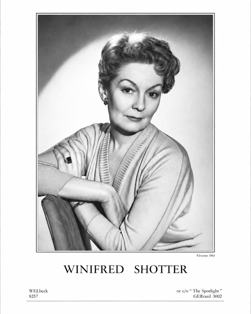 Winifred Shotter Rare 1961 Casting Agent Publicity Portrait 8x10 Photo Print