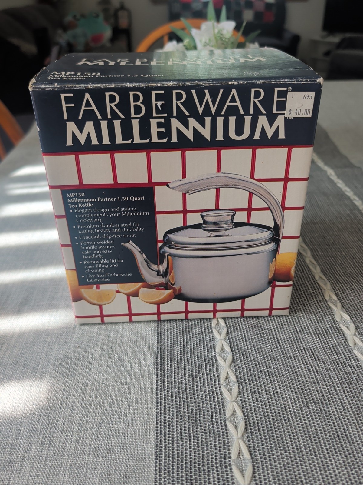 VINTAGE Farberware Tea Kettle Gooseneck Spout 1.5 Quart Stainless Steel 