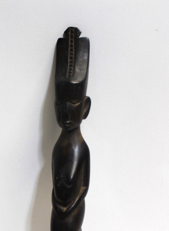 Vtg African Native Head Tribal Folk Art Hand Carved Wood Letter Opener 14\