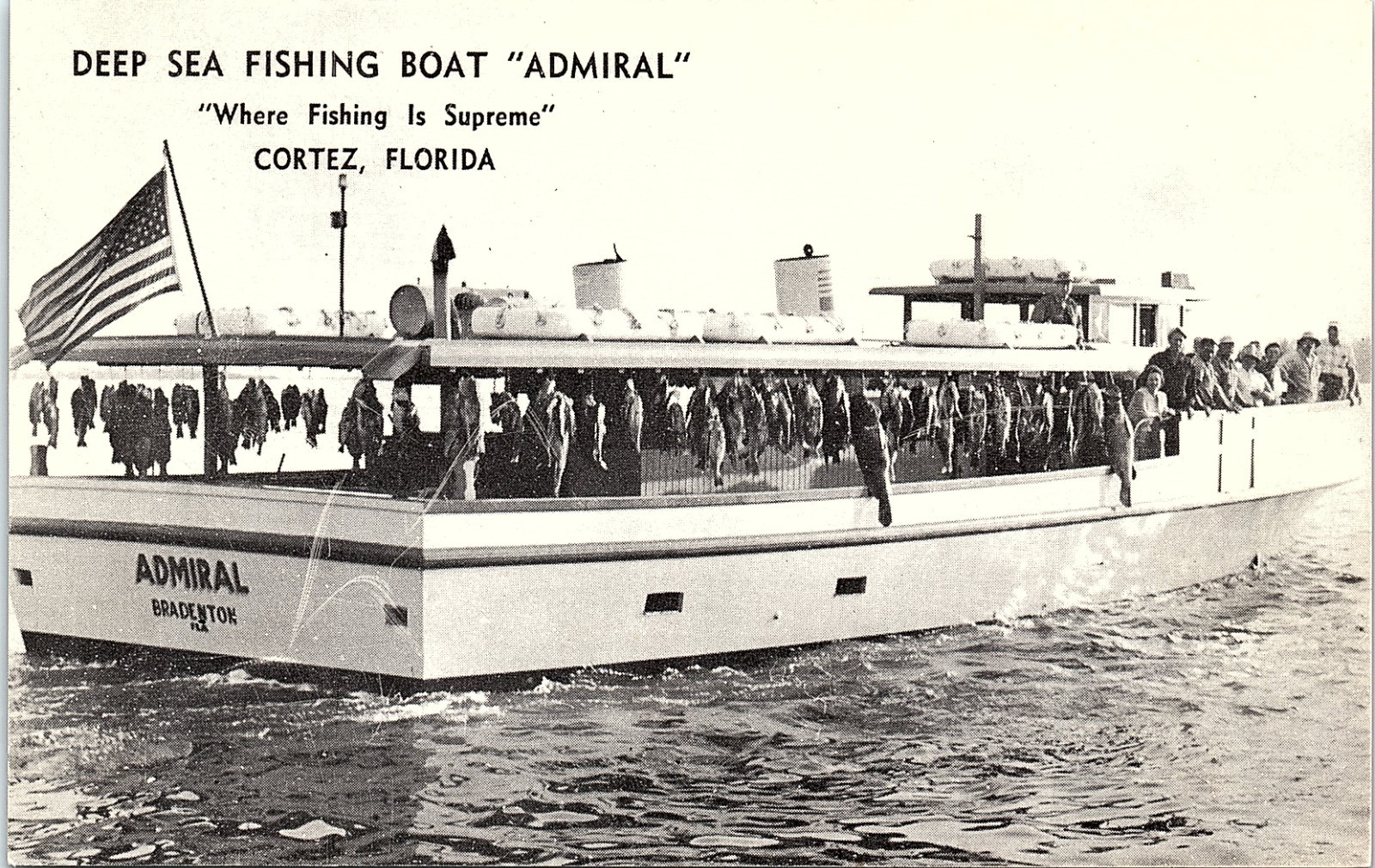 Vintage Postcard Cortez Florida Admiral Deep Sea Fishing Boat RPPC