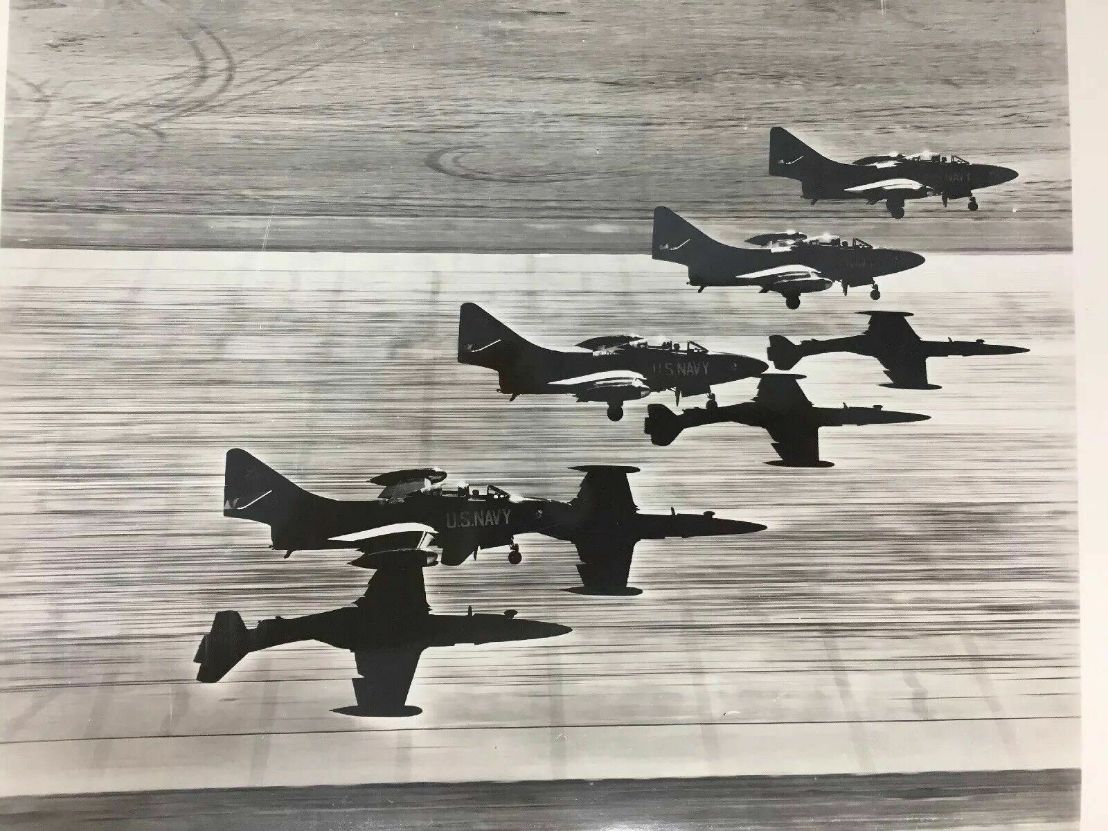 1954 Official Navy Real Photo Blue Angels Formation on Takeoff Jets Aerial View