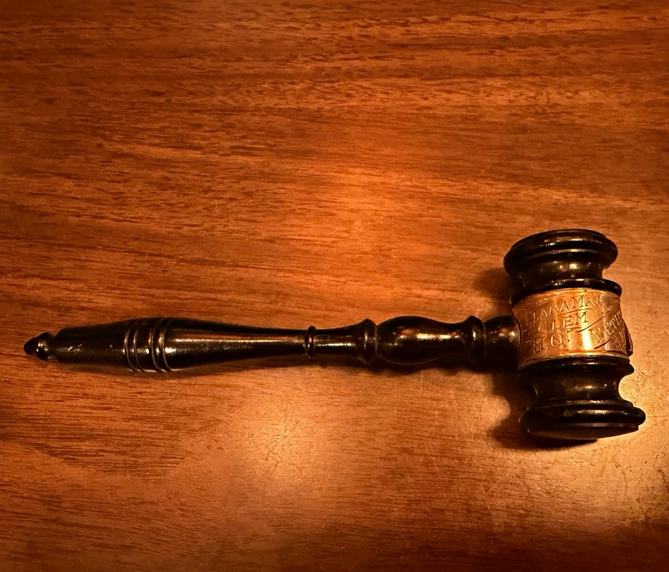 Vintage 1943 Masonic Jobs Daughters Presentation Gavel Sterling Silver Band Beth