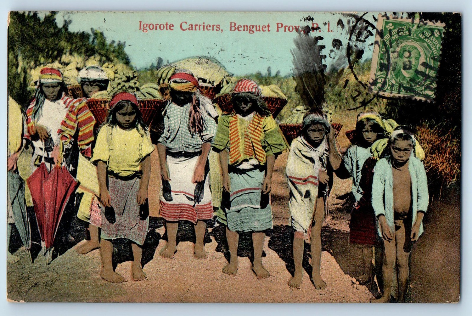 Philippines Island Postcard Igorote Carriers Benguet Province 1911 Cavite PI