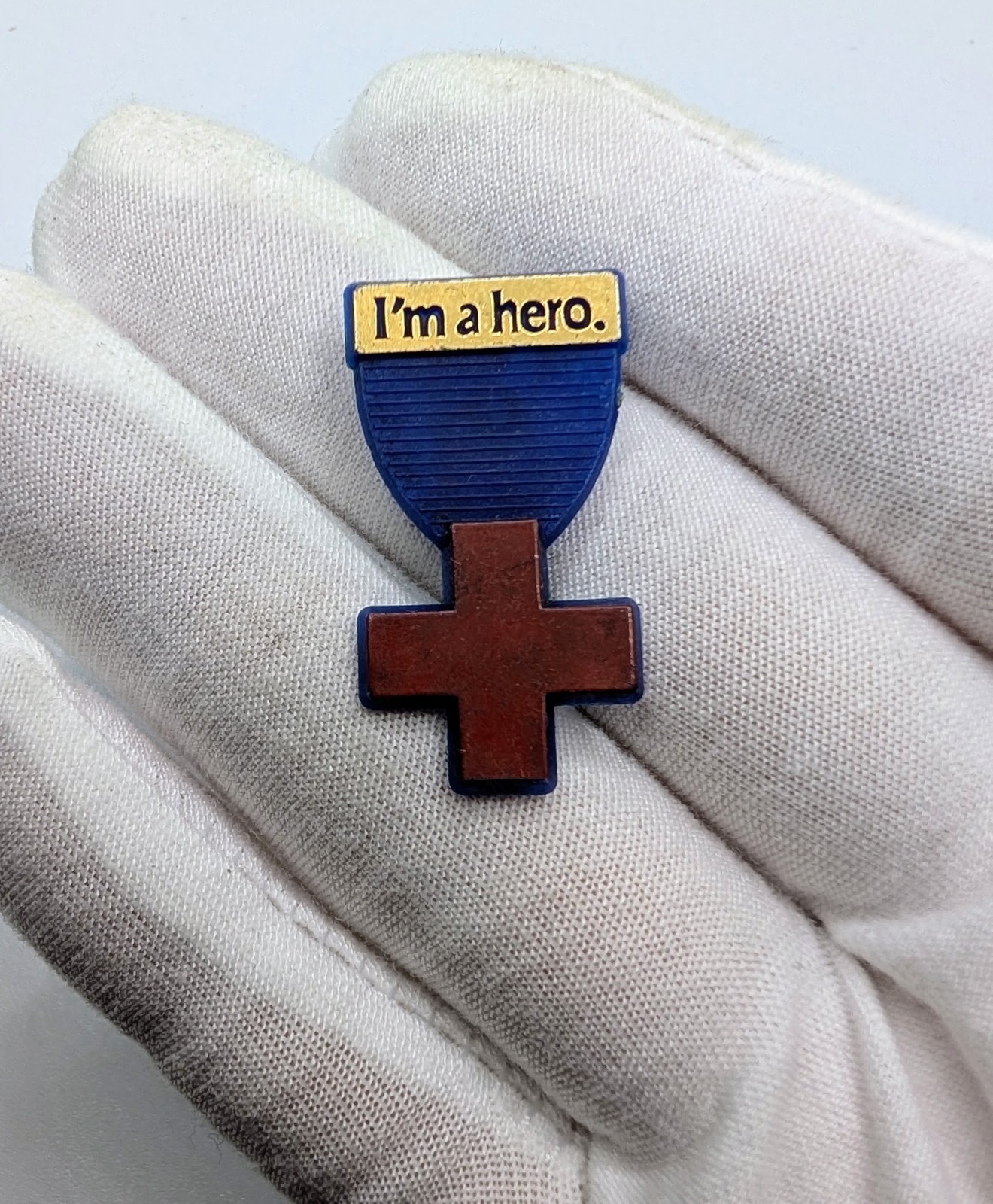 Vintage Blood Donor I\'m A Hero Red Cross Plastic Medal Badge Lapel Pin Vintage Blood Donor I\'m A Hero Red Cross Plastic Medal Badge Lapel Pin