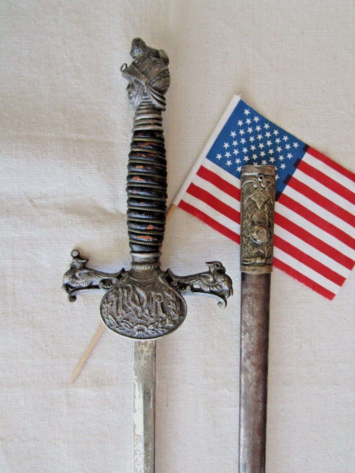 Antique Knights of Pythias Sword + Scabbard. Antique Knights of Pythias Sword + Scabbard.