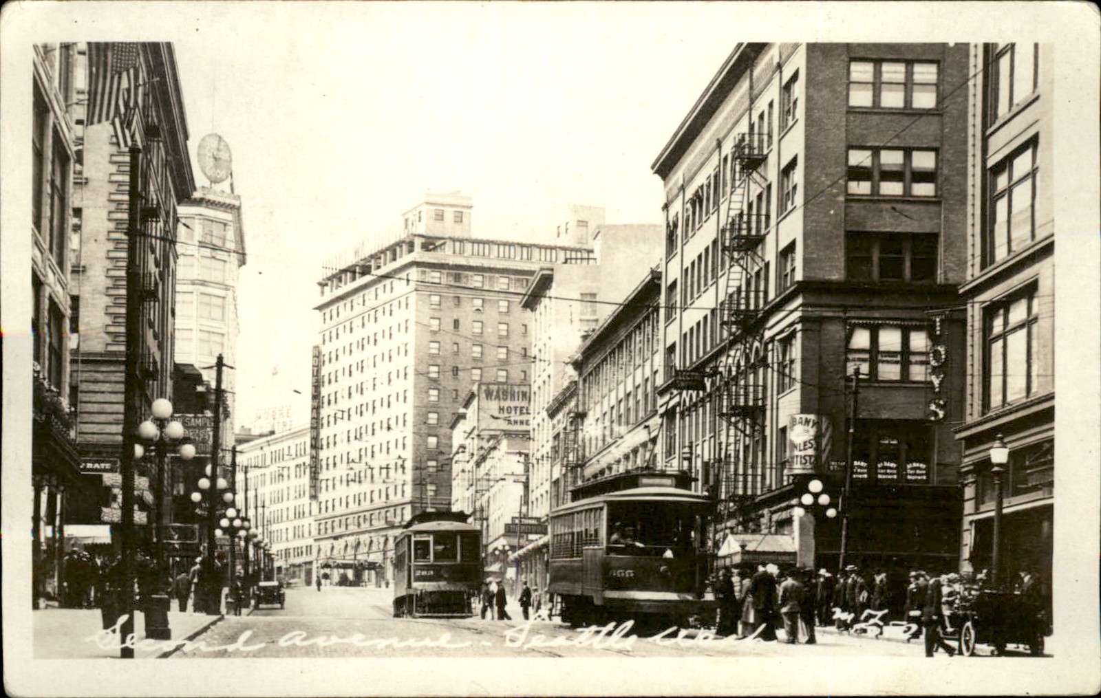 Seattle WA Street Scene Post Card c1910s Real Photo Vintage Postcard bhn
