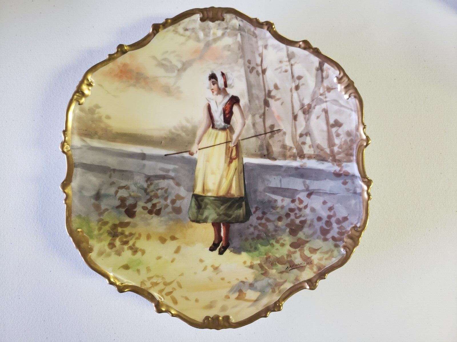 Antique Limoges Flambeau Hand Painted Artist Signed Charger Plate Henrios Antique Limoges Flambeau Hand Painted Artist Signed Charger Plate Henrios