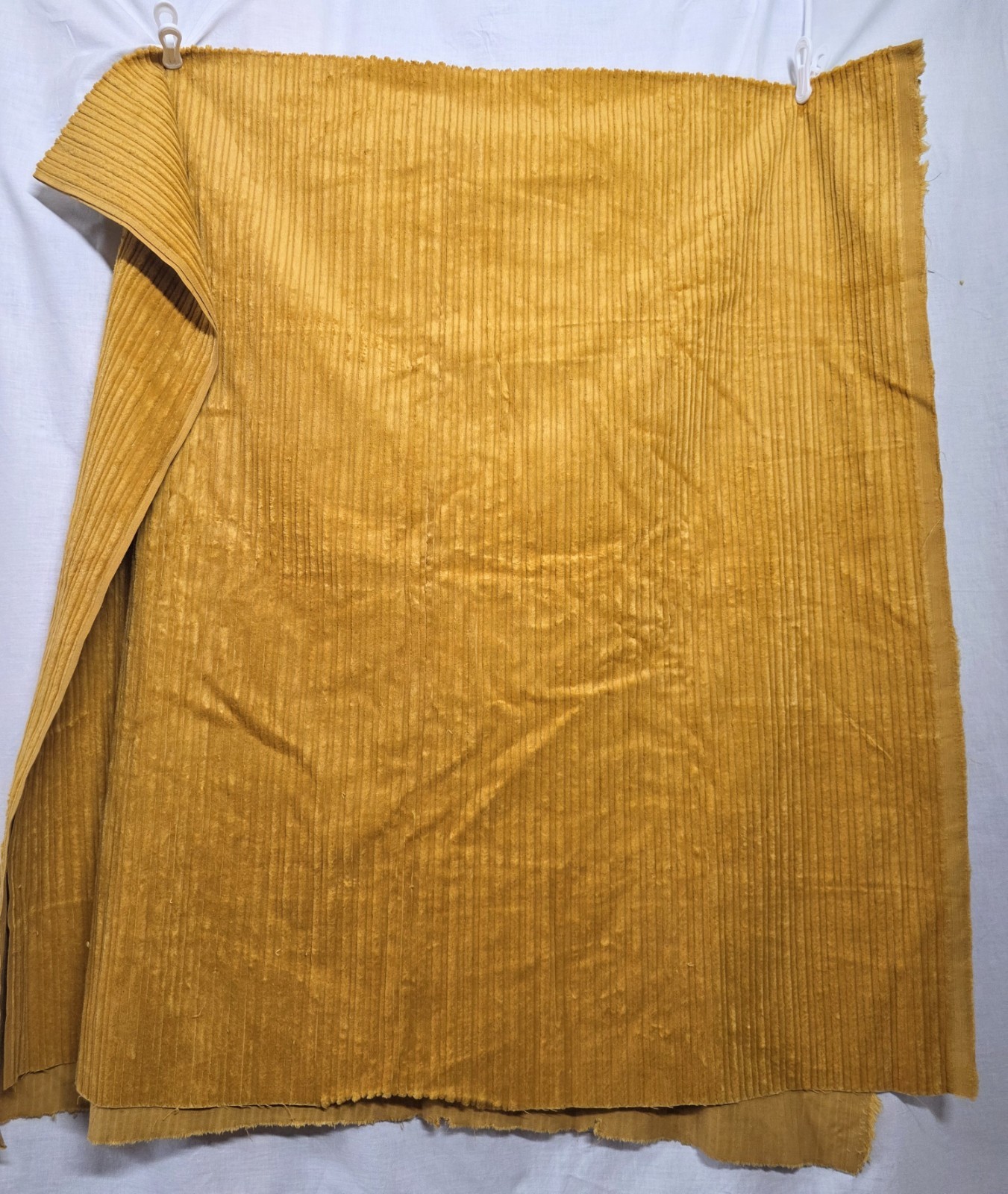 Vintage Mustard Gold Wide Wale Corduroy Fabric 42