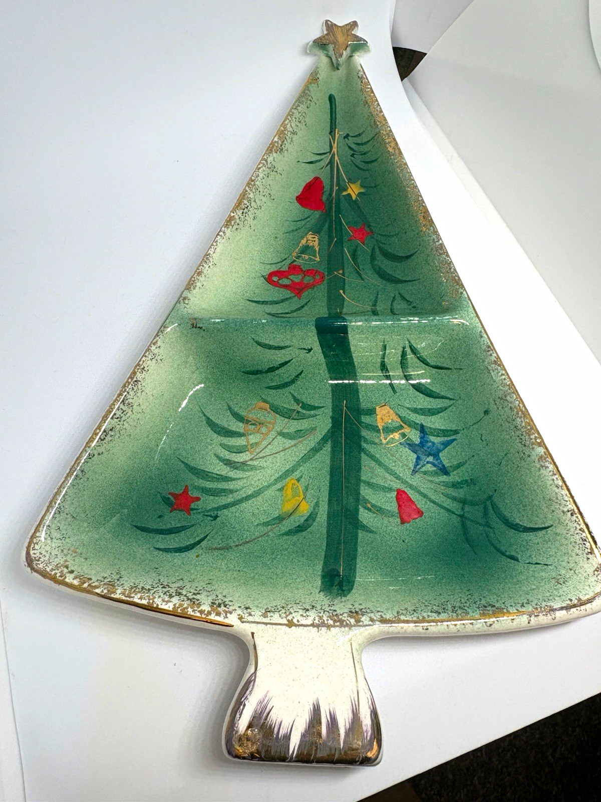 Vintage Ceramic Christmas Tree Divided Dish