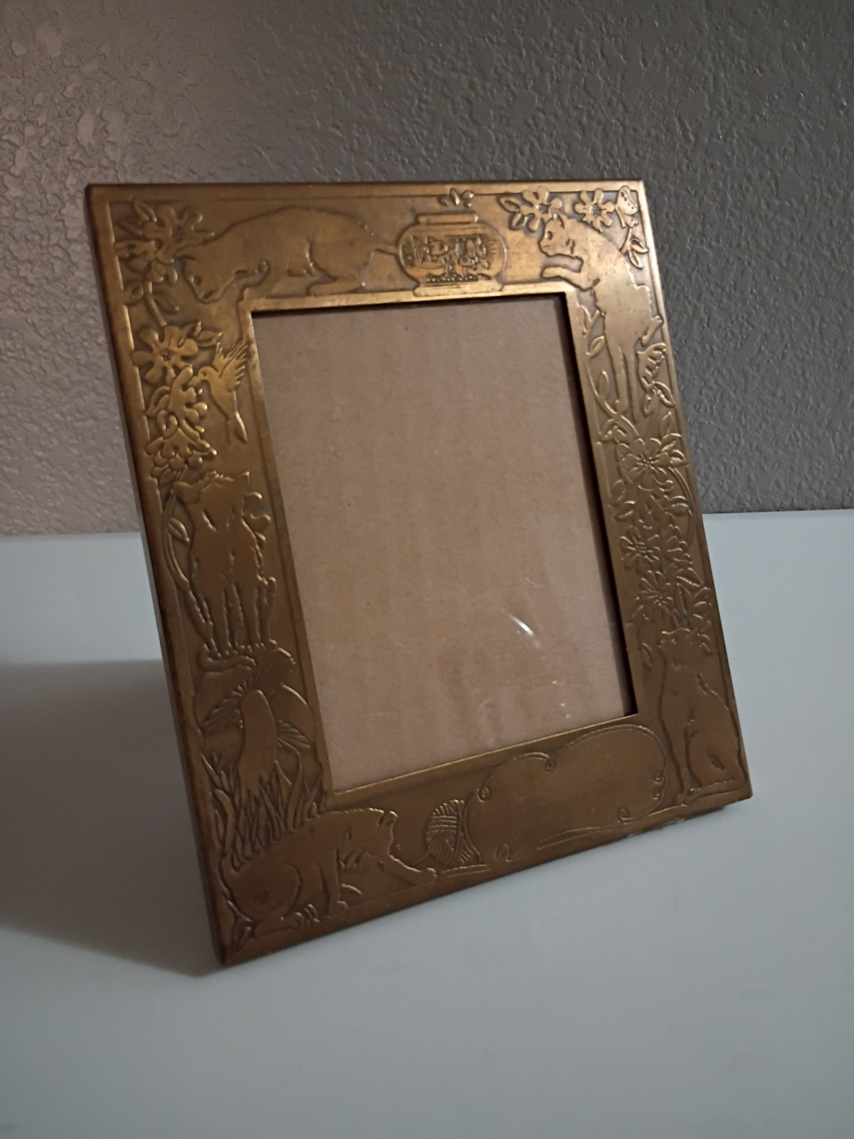 Vtg Carr Brass Art Nouveau Style Cat Frame Size 5 Vtg Carr Brass Art Nouveau Style Cat Frame Size 5