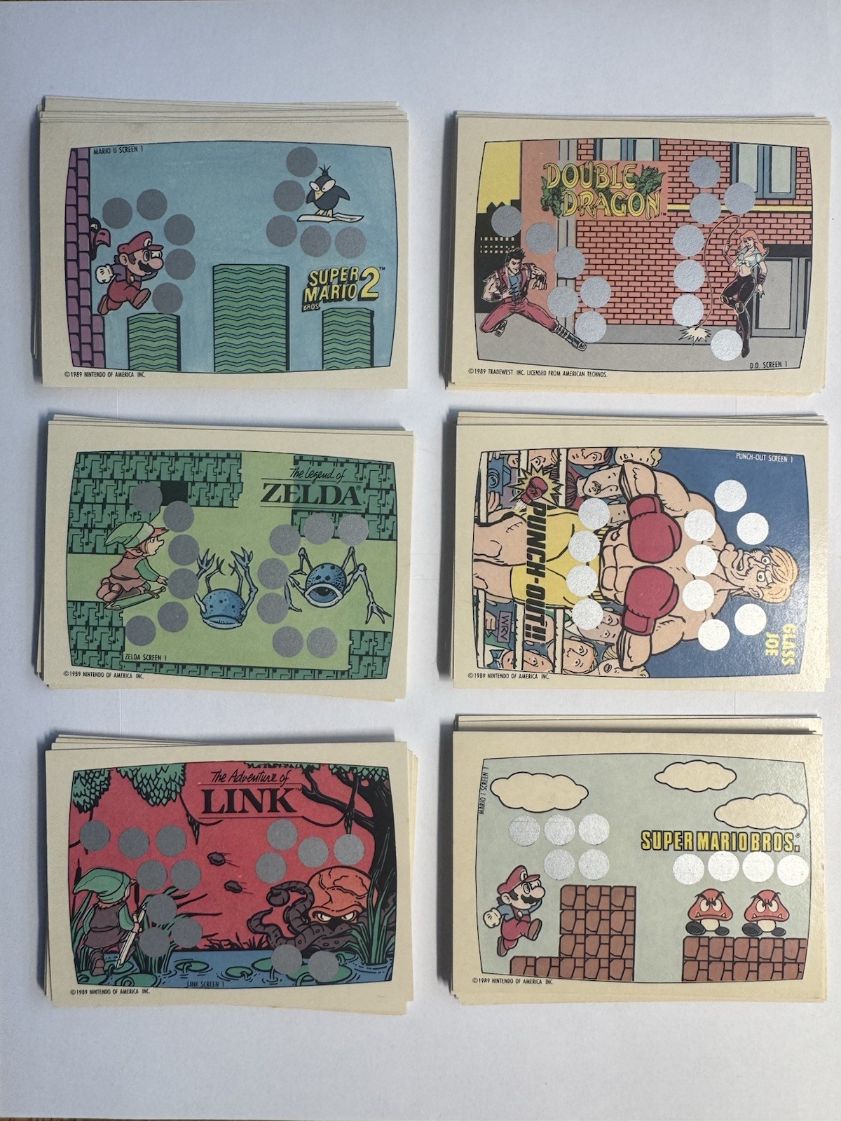 1989 Topps Nintendo Scratch-Off Game Cards Complete 60 Card Set Mario Zelda Link