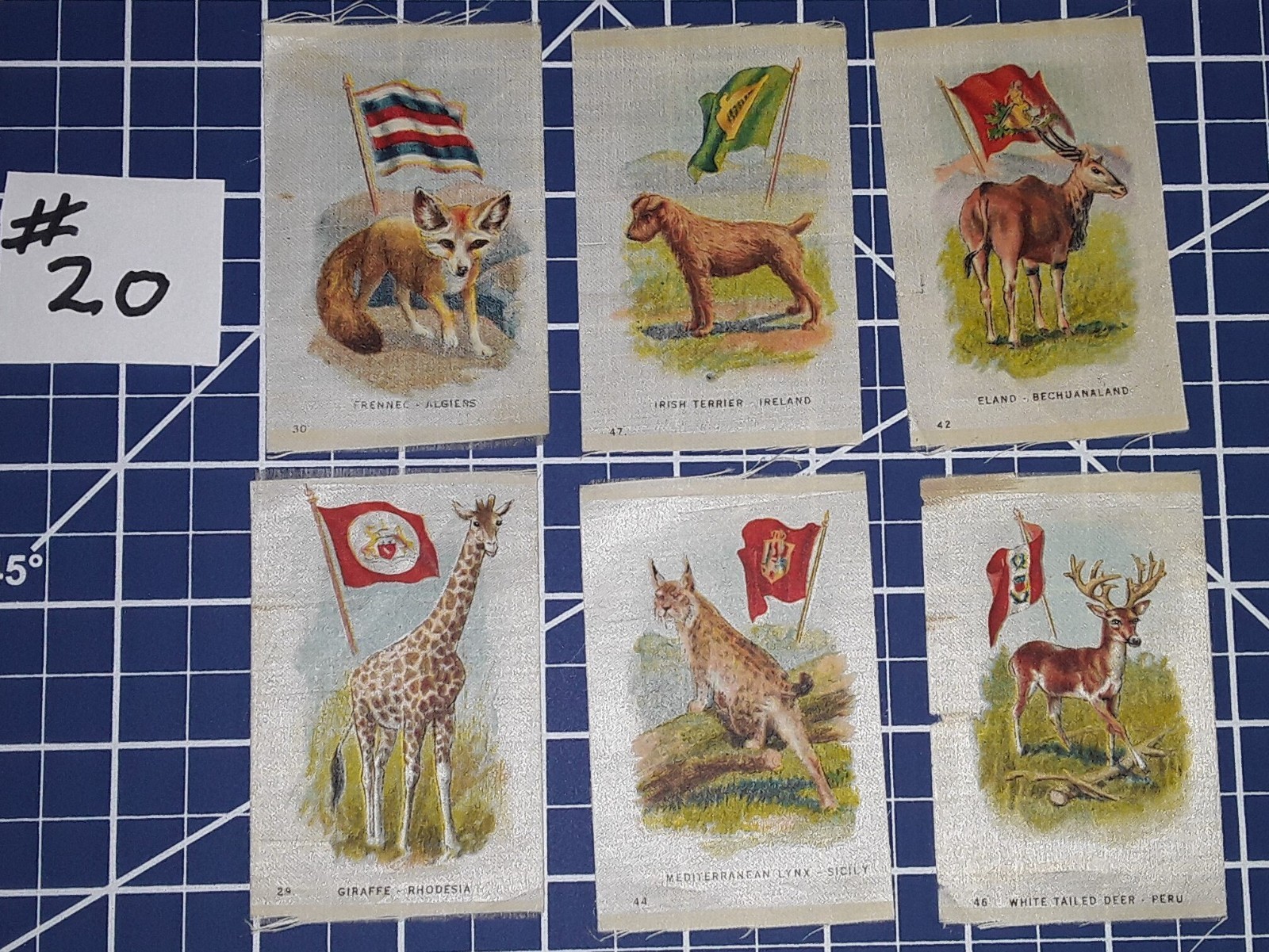 c1912 Lot of 6 Diff National Animals with Flags Tobacco Co #20 SC1 Silks Canada