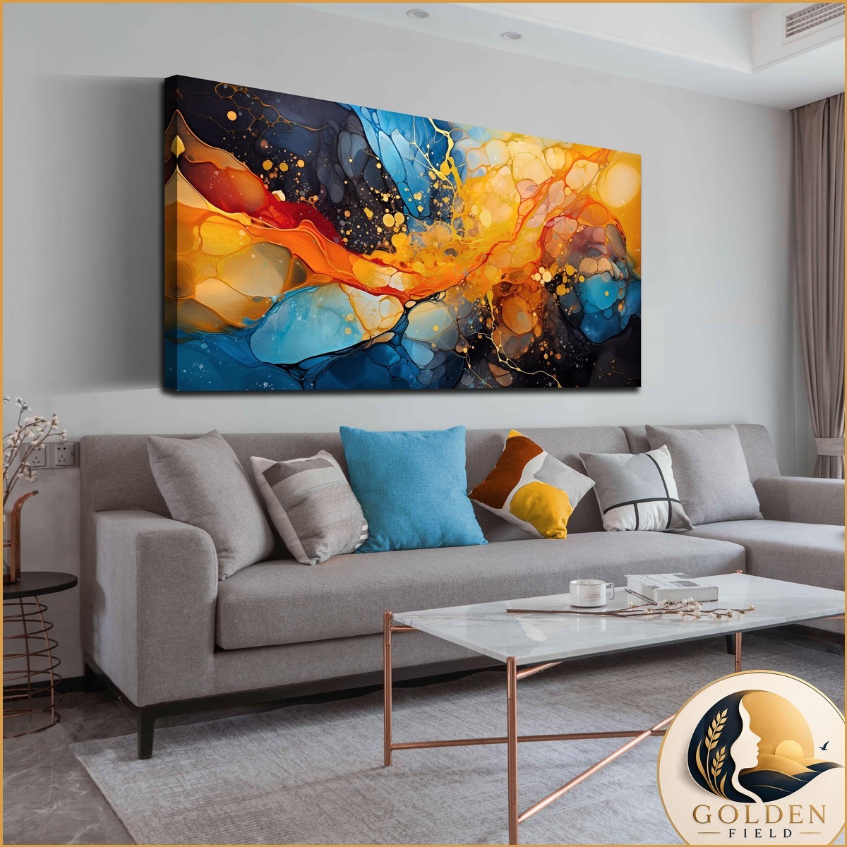 Alsingbago Large Abstract Canvas Wall Art Blue Orange Black Canvas Prints Alsingbago Large Abstract Canvas Wall Art Blue Orange Black Canvas Prints