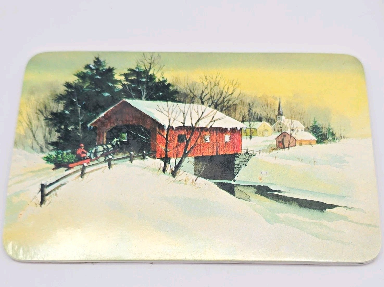 Smith-Western Vintage Sealed Christmas Post Card Winter Covered Bridge USA Smith-Western Vintage Sealed Christmas Post Card Winter Covered Bridge USA