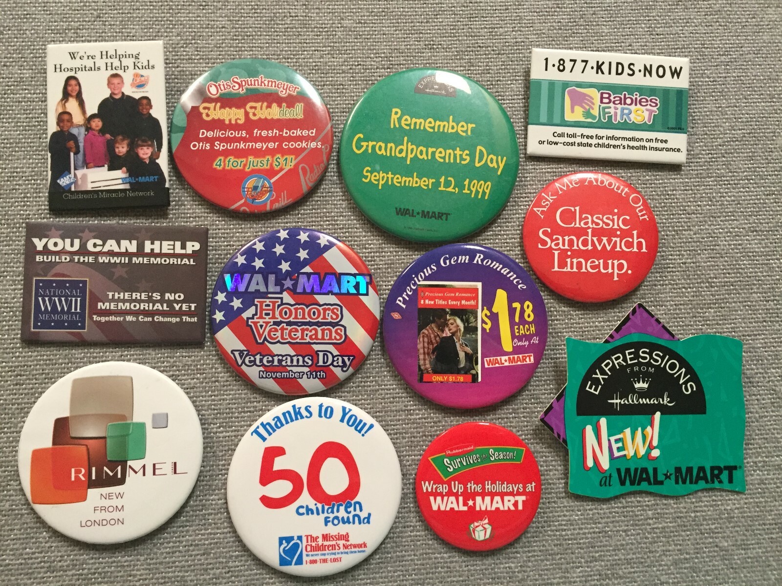 Lot of (12) Vintage Wal-Mart Advertising Pinback Buttons Lot 4