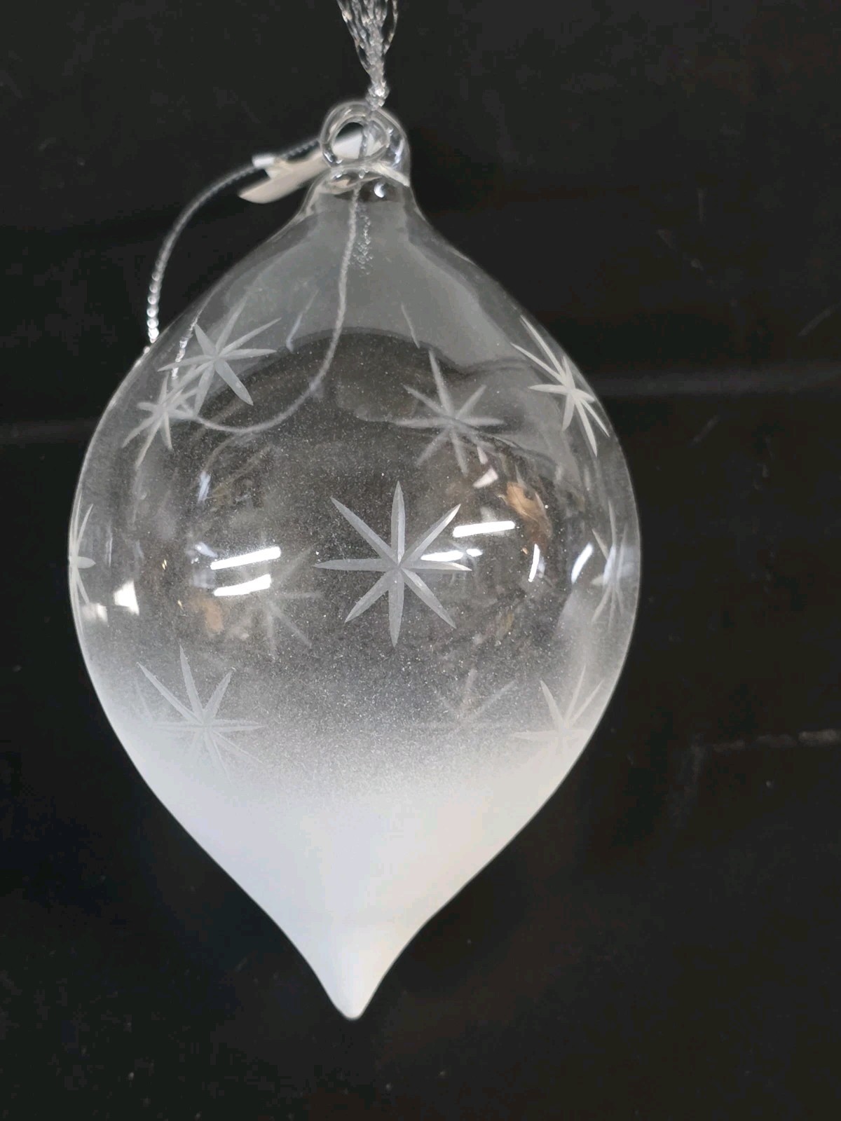 Macy\'s Holiday Lane Glass Ornament Clear White Drop Star