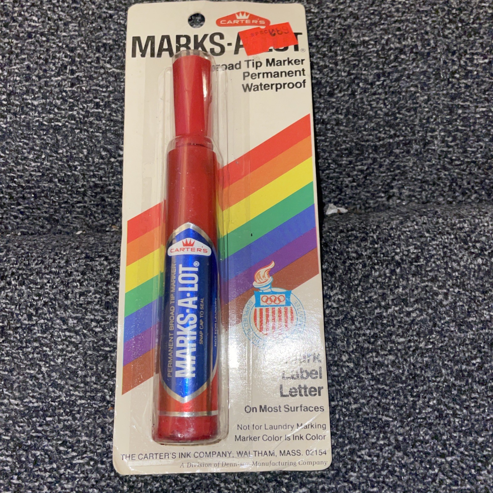 Vtg 1970s Carters MARKS-A-LOT Permanent Marker RED Broad Tip NOS Sealed Rainbow