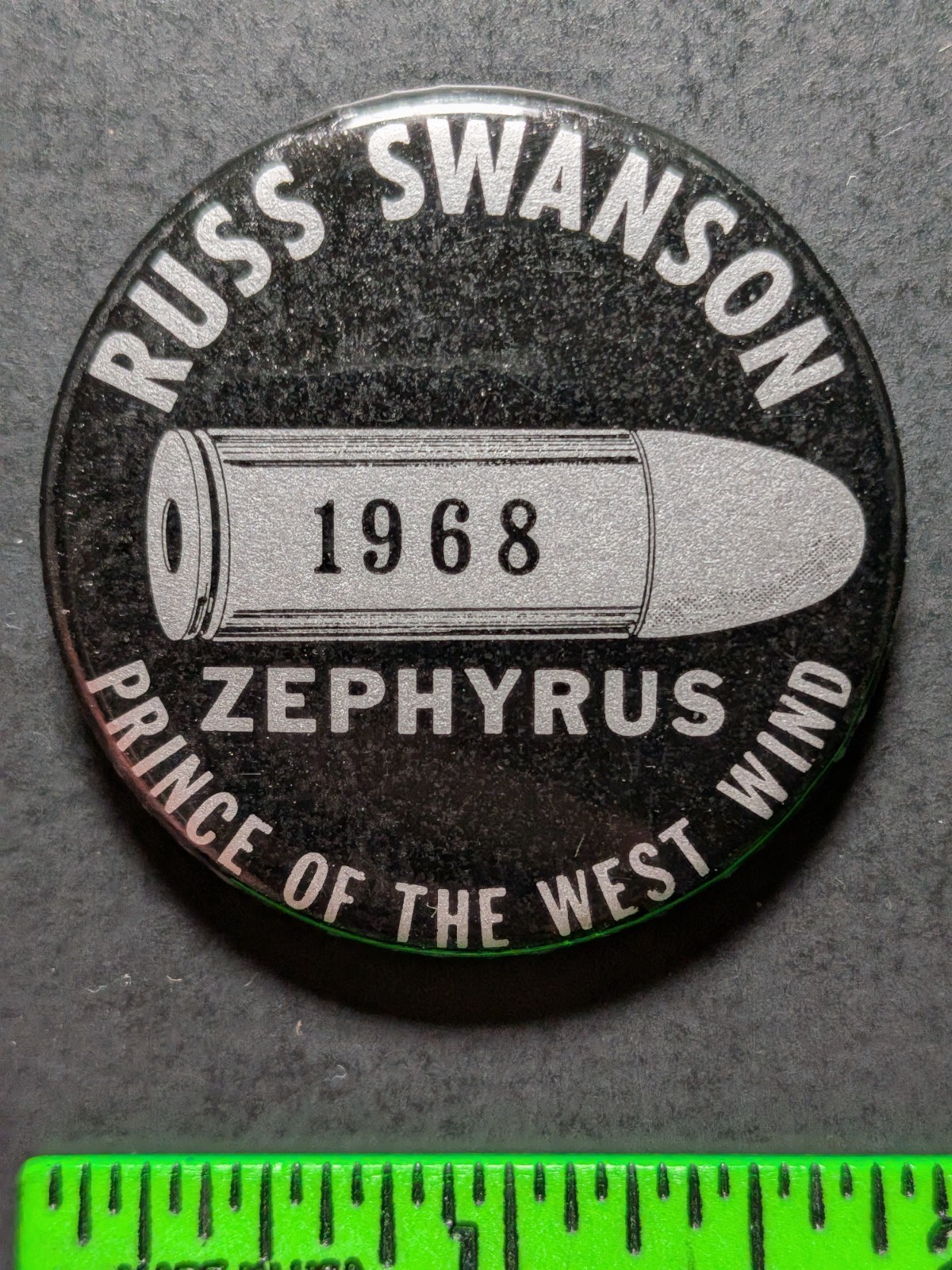 Vintage 1968 Russ Swanson Zephyrus Prince of West Wind Pinback Pin