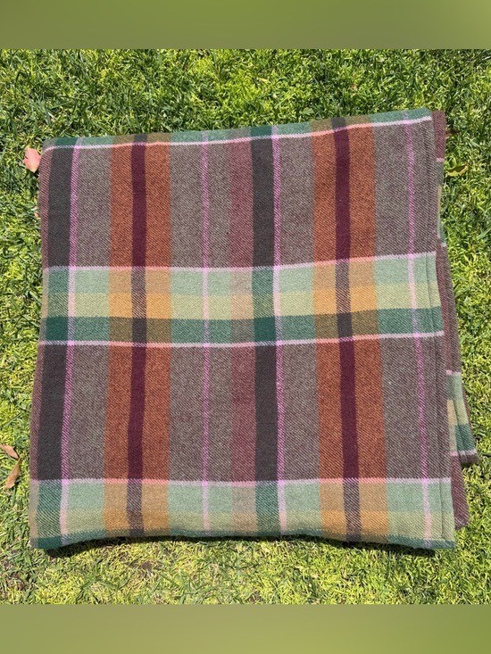 VTG Lauren Ralph Lauren Brittany Plaid 100% Wool Queen Blanket Earth Tones READ VTG Lauren Ralph Lauren Brittany Plaid 100% Wool Queen Blanket Earth Tones READ