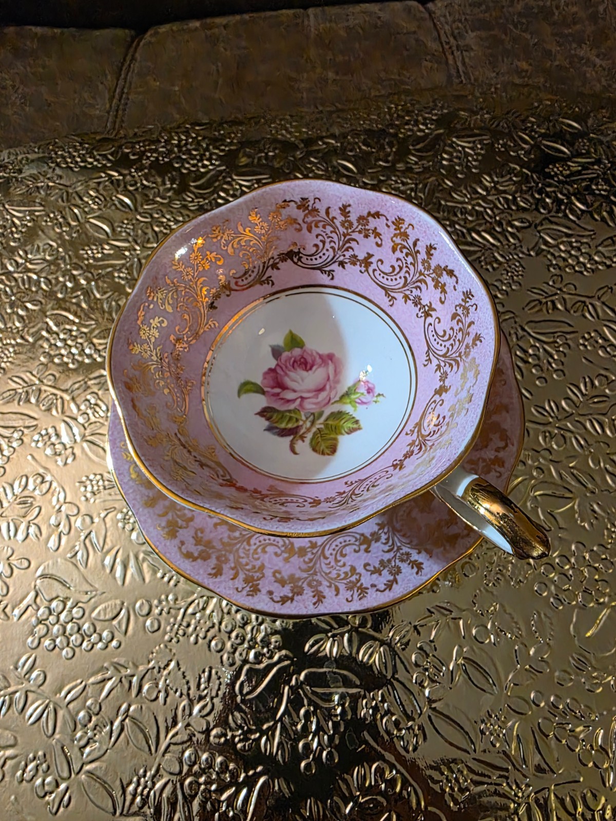 Vintage Royal Standard Fine Bone China Teacup & Saucer #2786 Pink Rose Gold Engl Vintage Royal Standard Fine Bone China Teacup & Saucer #2786 Pink Rose Gold Engl