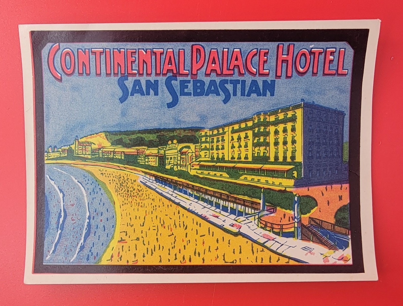 Vintage Original Continental Palace Luggage Label San Sebastian Spain