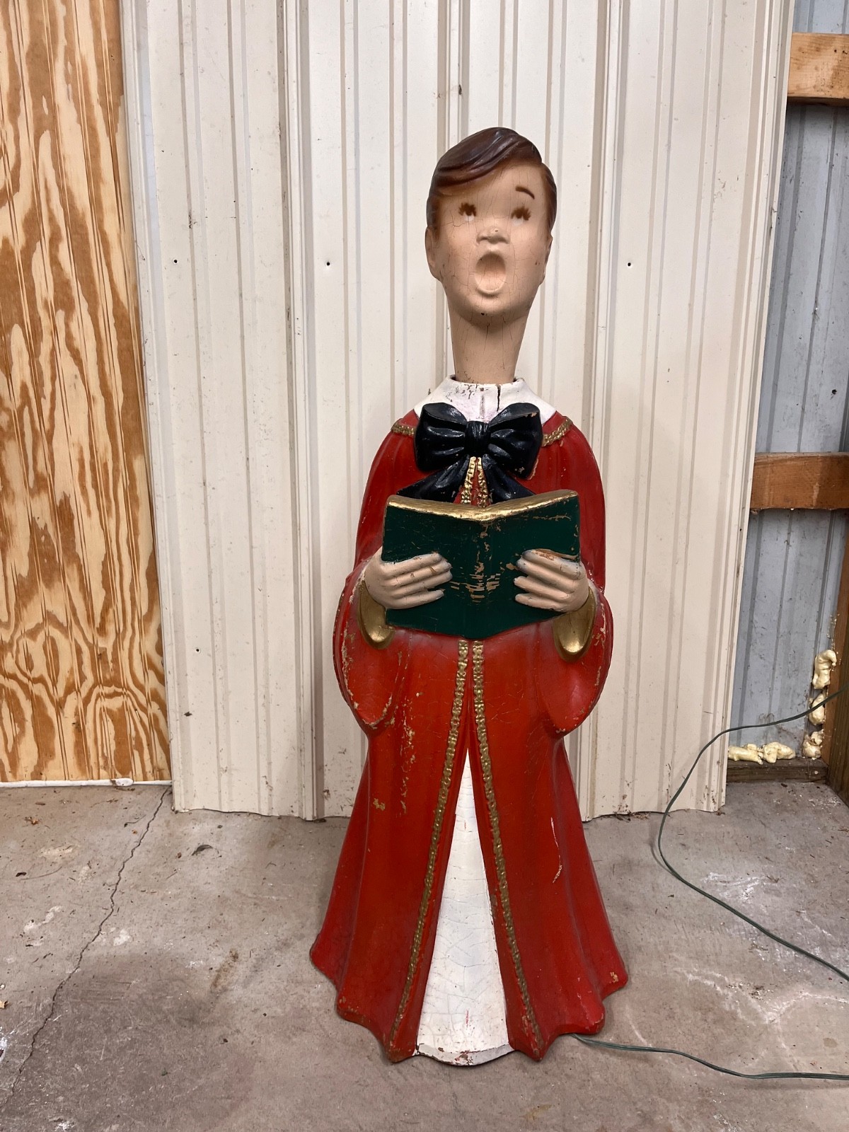Vintage Blow Mold Boy Caroler Brown Hair. Artistic Latex Mold, 1960,40 inch High Vintage Blow Mold Boy Caroler Brown Hair. Artistic Latex Mold, 1960,40 inch High