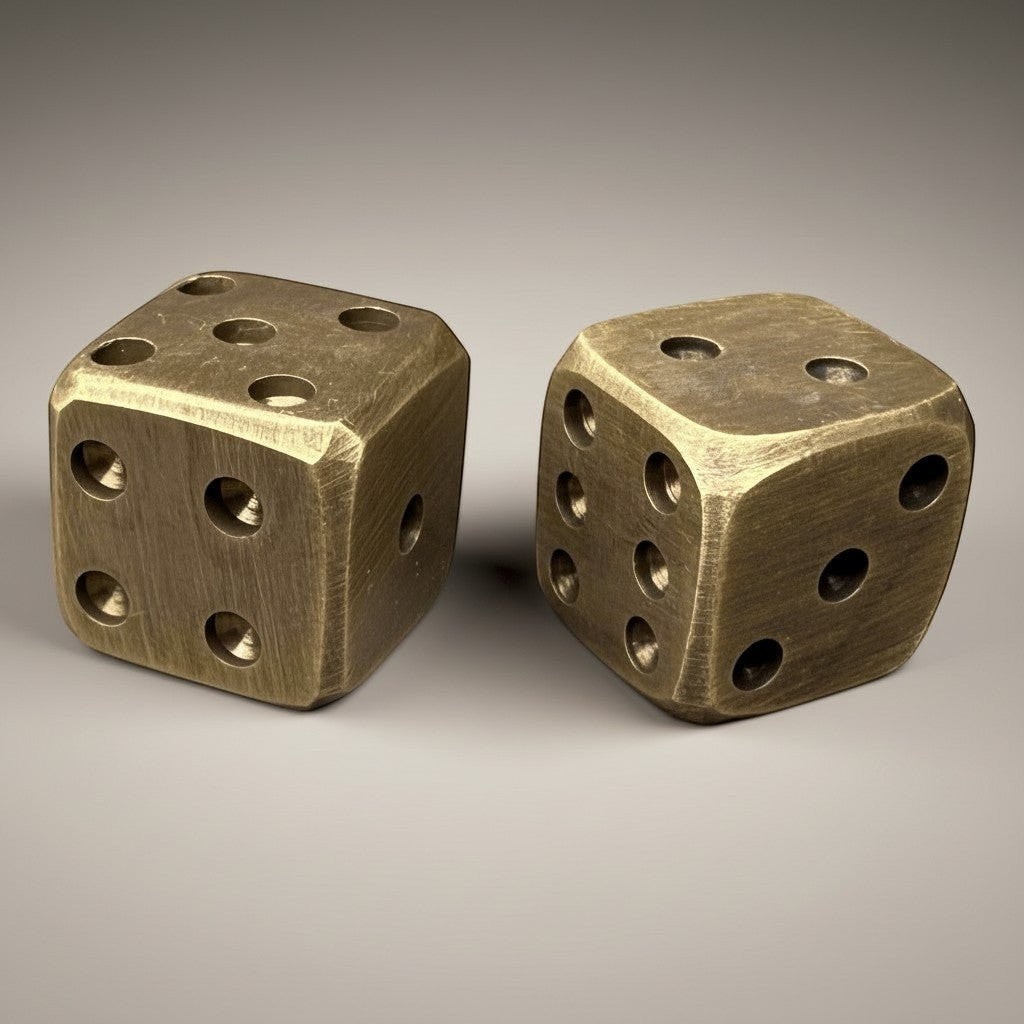 Solid Brass Dice Set with Rounded Corners