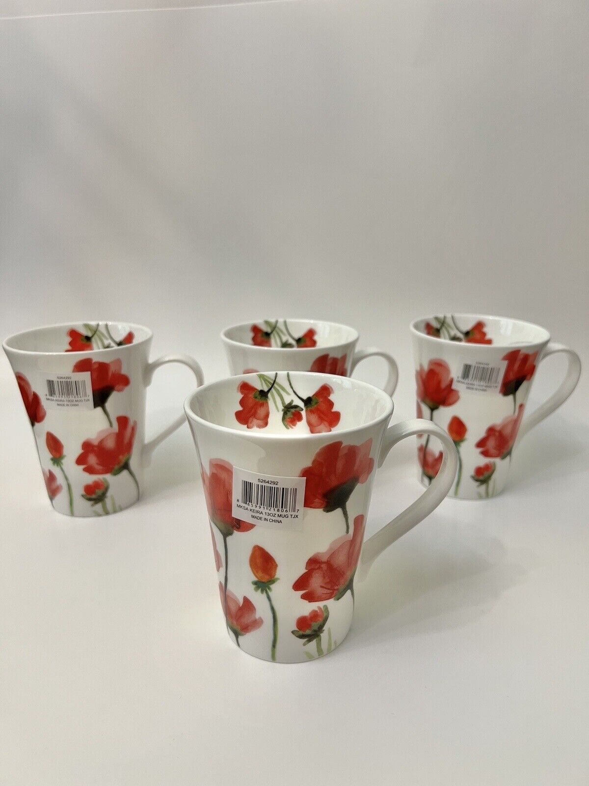 Mikasa KIERA Set Of 4 Mugs Fine Bone China Poppy Flowers NWT