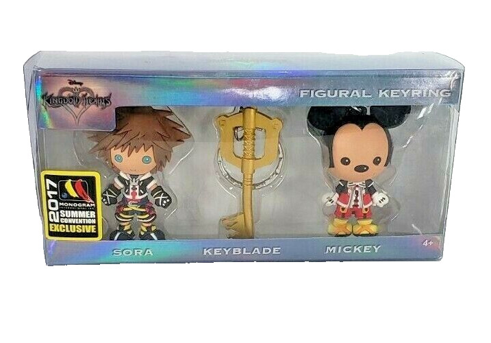2017 SDCC Kingdom Hearts 3D Monogram Sora, Keyblade Mickey Keychain Ring Set HTF