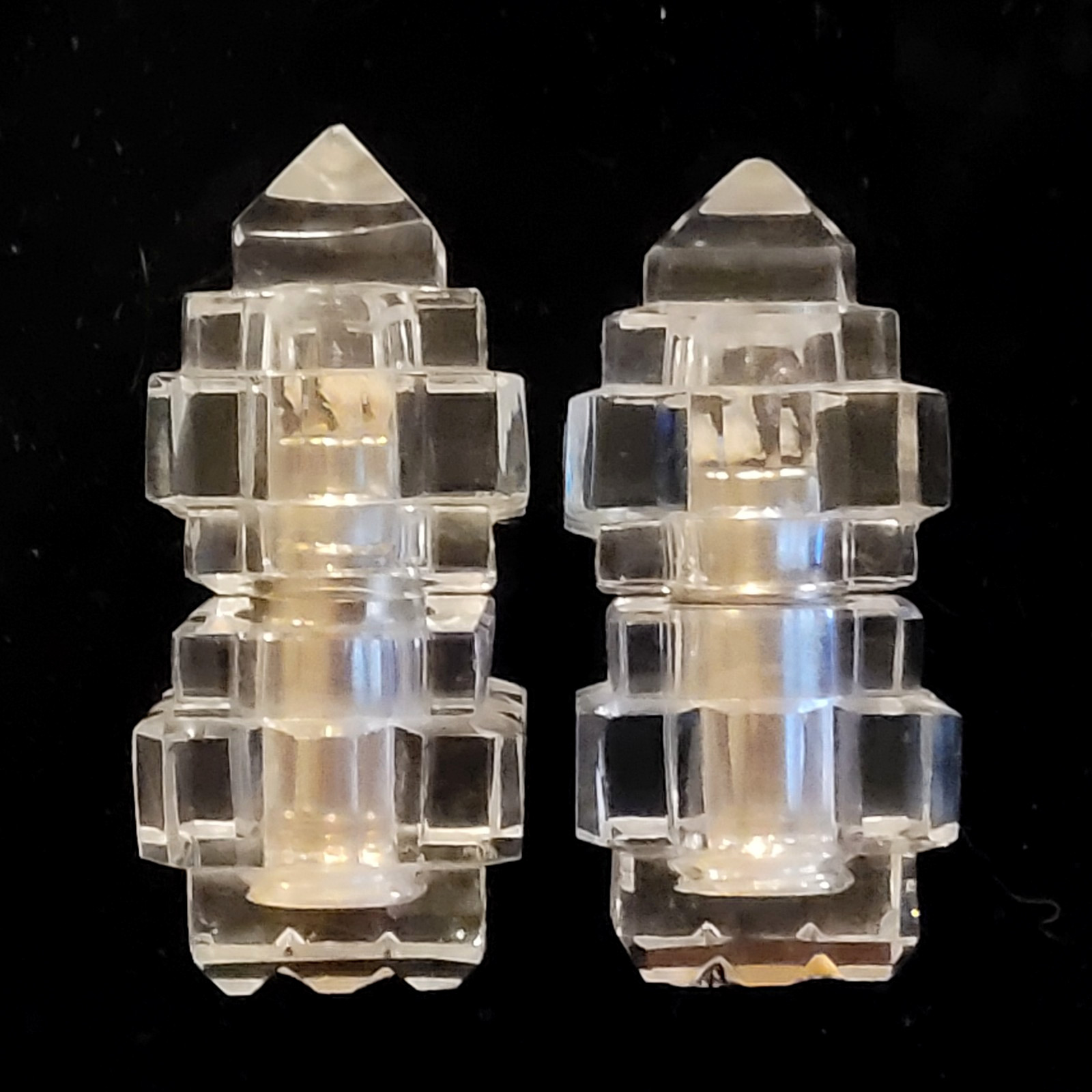 2 IRICE Strikalite Lighters Crystal Glass & Snuffer Irving W Rice & Co NY- DECO