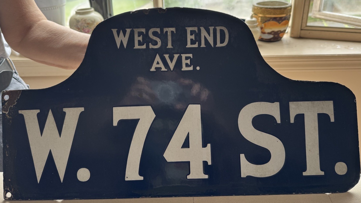 Orig NYC Humpback Street Sign W. 74th St. West End Ave Porcelain Upper West Side Orig NYC Humpback Street Sign W. 74th St. West End Ave Porcelain Upper West Side